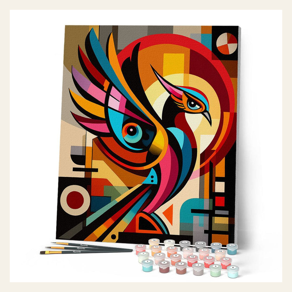 Bold Abstract Phoenix finished paint by numbers artwork
