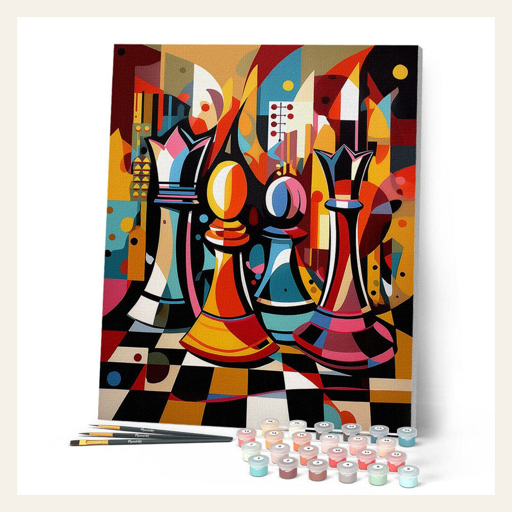 Bold Abstract Chessboard finished paint by numbers artwork