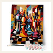 Bold Abstract Chessboard finished paint by numbers artwork