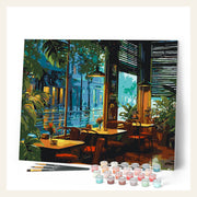 Rainy Day Cafe finished paint by numbers artwork