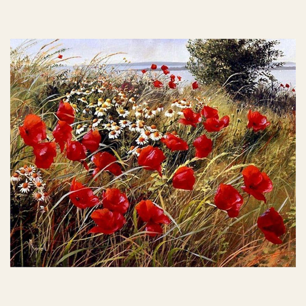 Wildflowers in the Countryside finished paint by numbers artwork