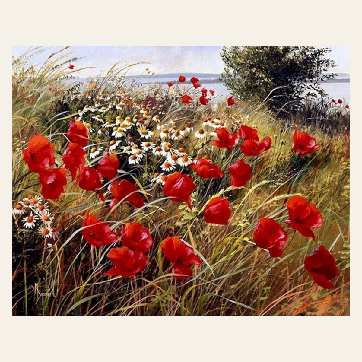 Wildflowers in the Countryside finished paint by numbers artwork