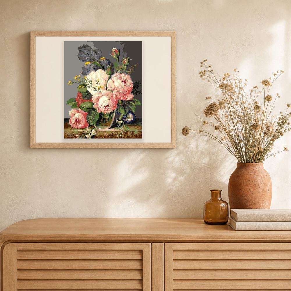 Bouquet of Wild Flowers artwork displayed in a warm interior