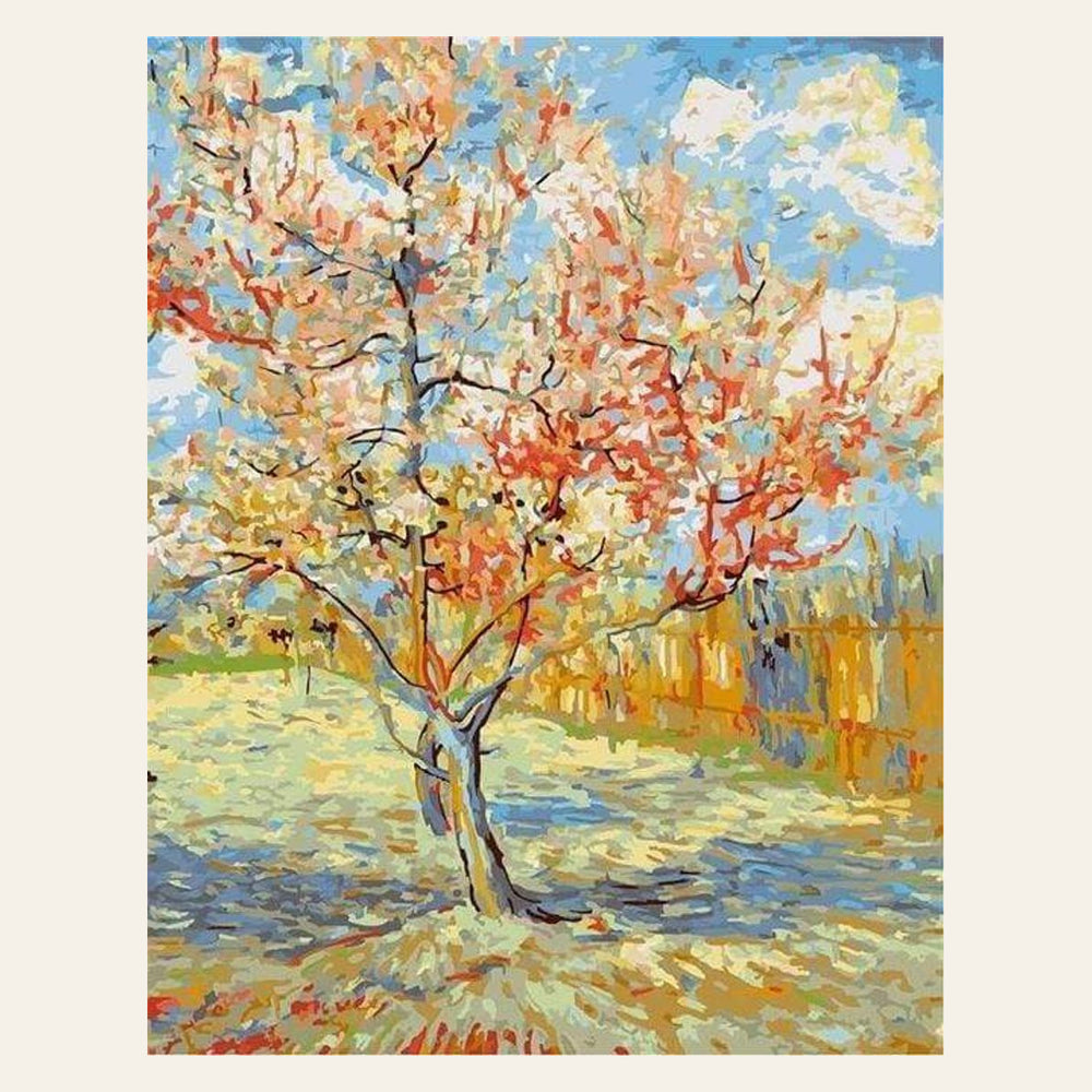 Van Gogh The Pink Peach Tree finished paint by numbers artwork