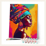 Vivid African Lady finished paint by numbers artwork