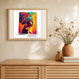 Vivid African Lady artwork displayed in a warm interior