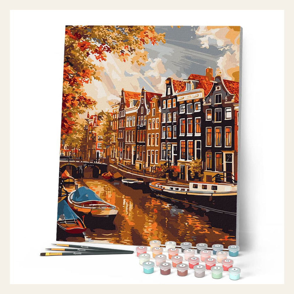 Sunshine in Amsterdam finished paint by numbers artwork