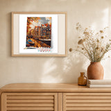 Sunshine in Amsterdam artwork displayed in a warm interior