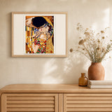 Beautiful Kiss artwork displayed in a warm interior
