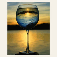Wine Glass and Nice View finished paint by numbers artwork