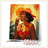 Art Deco Woman with a Glass finished paint by numbers artwork