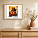 Art Deco Woman with a Glass artwork displayed in a warm interior