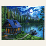 Nocturnal lake finished paint by numbers artwork