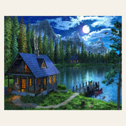 Nocturnal lake finished paint by numbers artwork