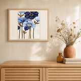 Orchid artwork displayed in a warm interior