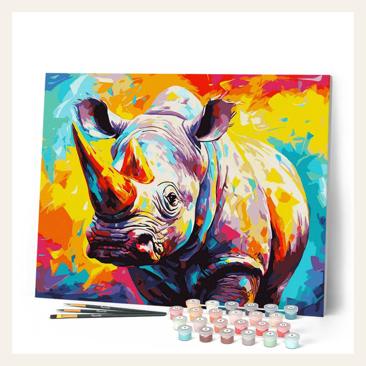 Colorful Abstract Rhinoceros finished paint by numbers artwork