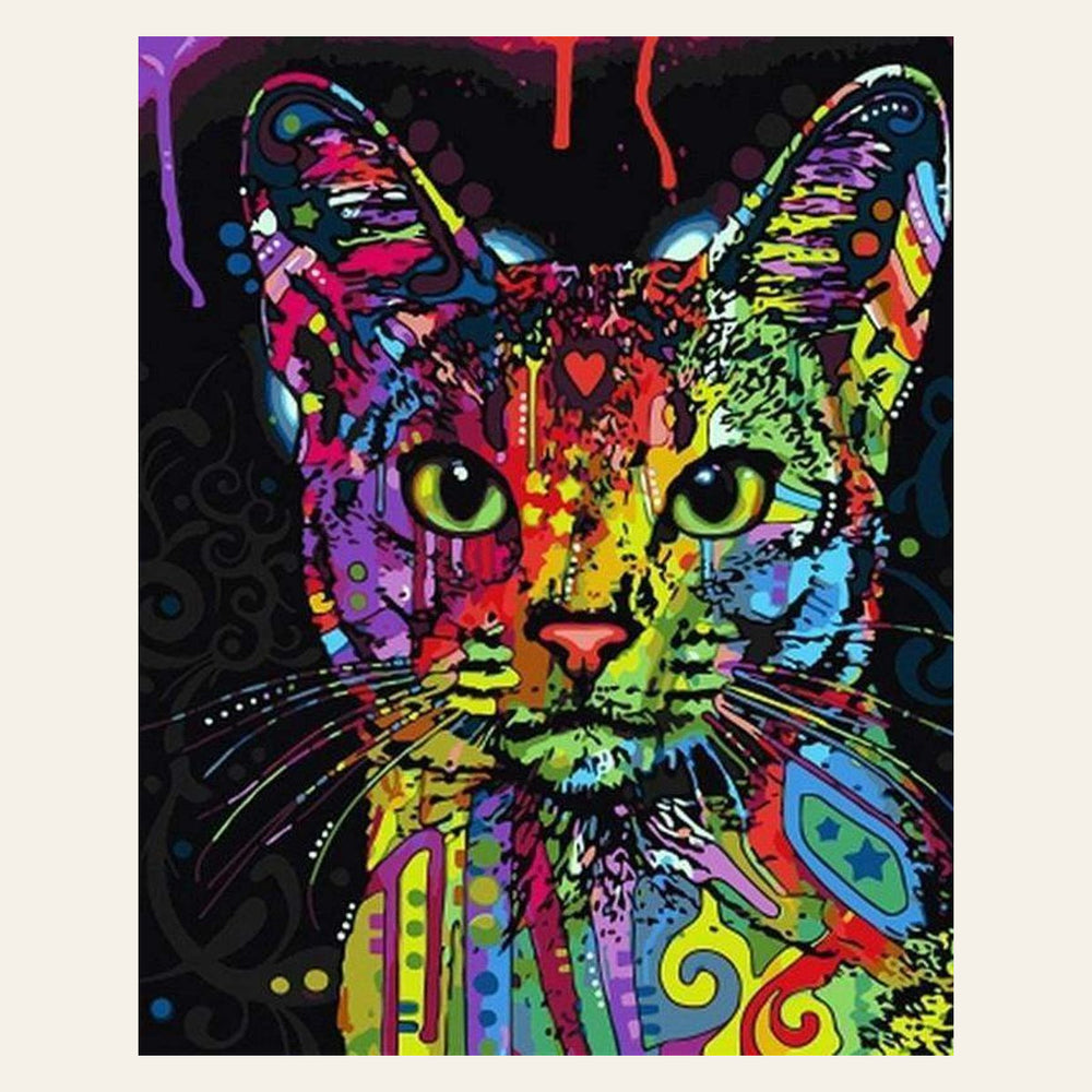 Fractal Modern Cat finished paint by numbers artwork