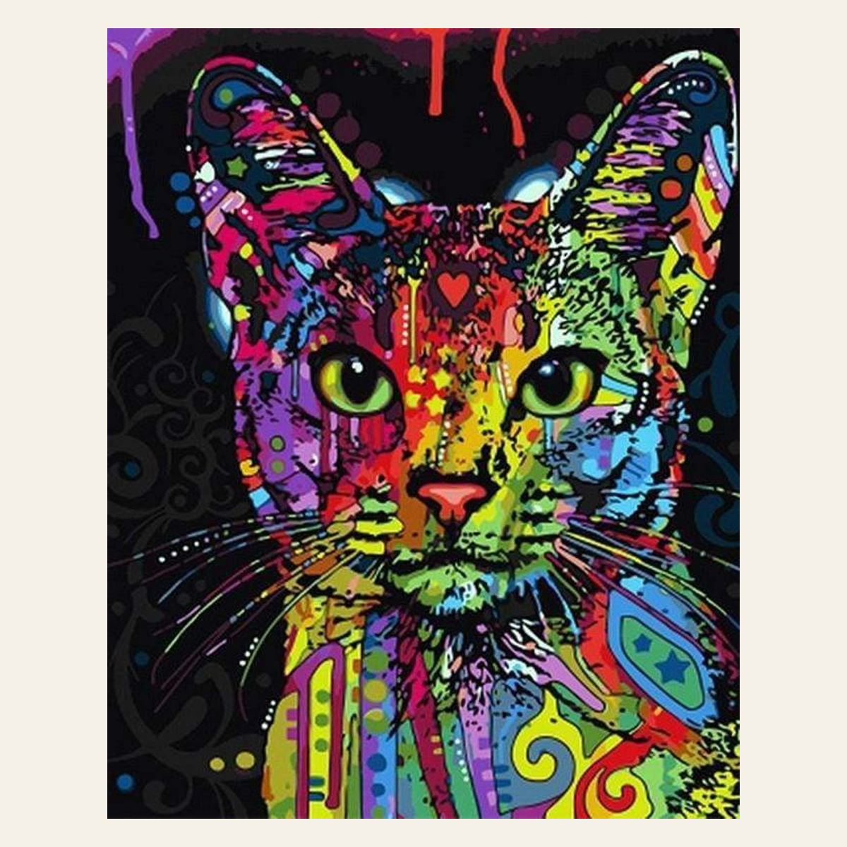 Fractal Modern Cat finished paint by numbers artwork