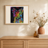 Fractal Modern Cat artwork displayed in a warm interior