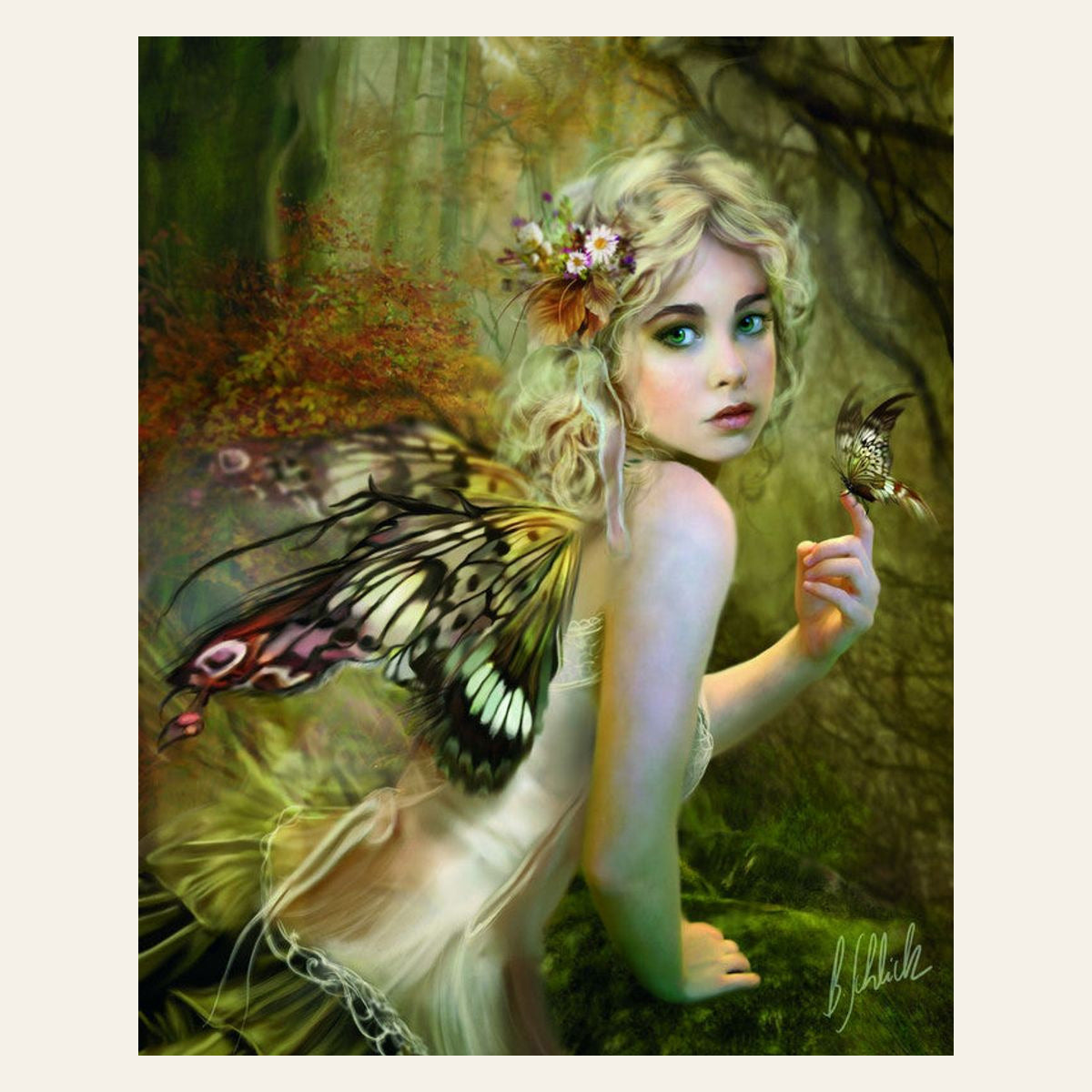 Golden Fairy finished paint by numbers artwork