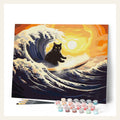 The Great Wave of the Black Cat finished paint by numbers artwork