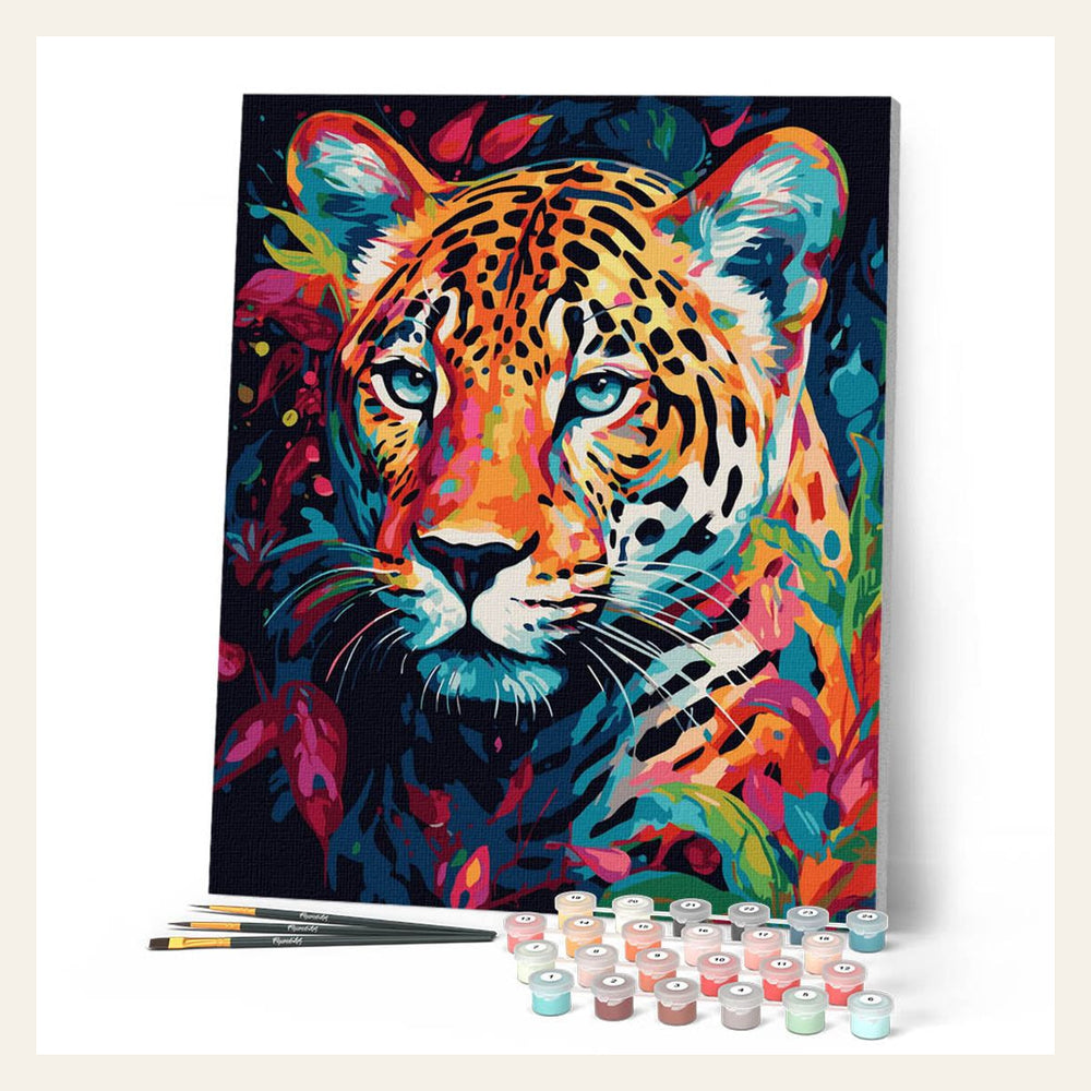 Colorful Abstract Leopard finished paint by numbers artwork