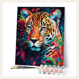 Colorful Abstract Leopard finished paint by numbers artwork