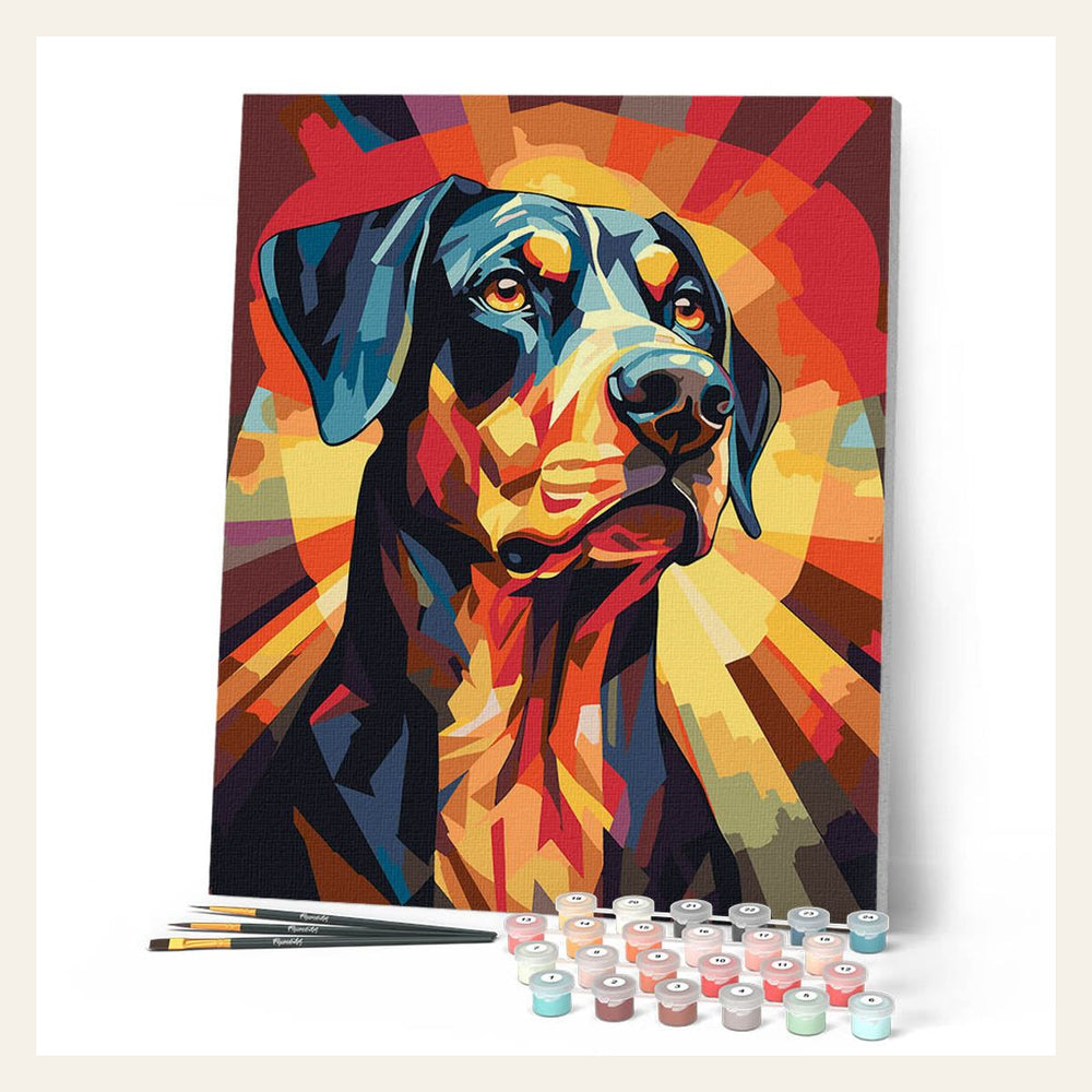 Art Deco Dog finished paint by numbers artwork