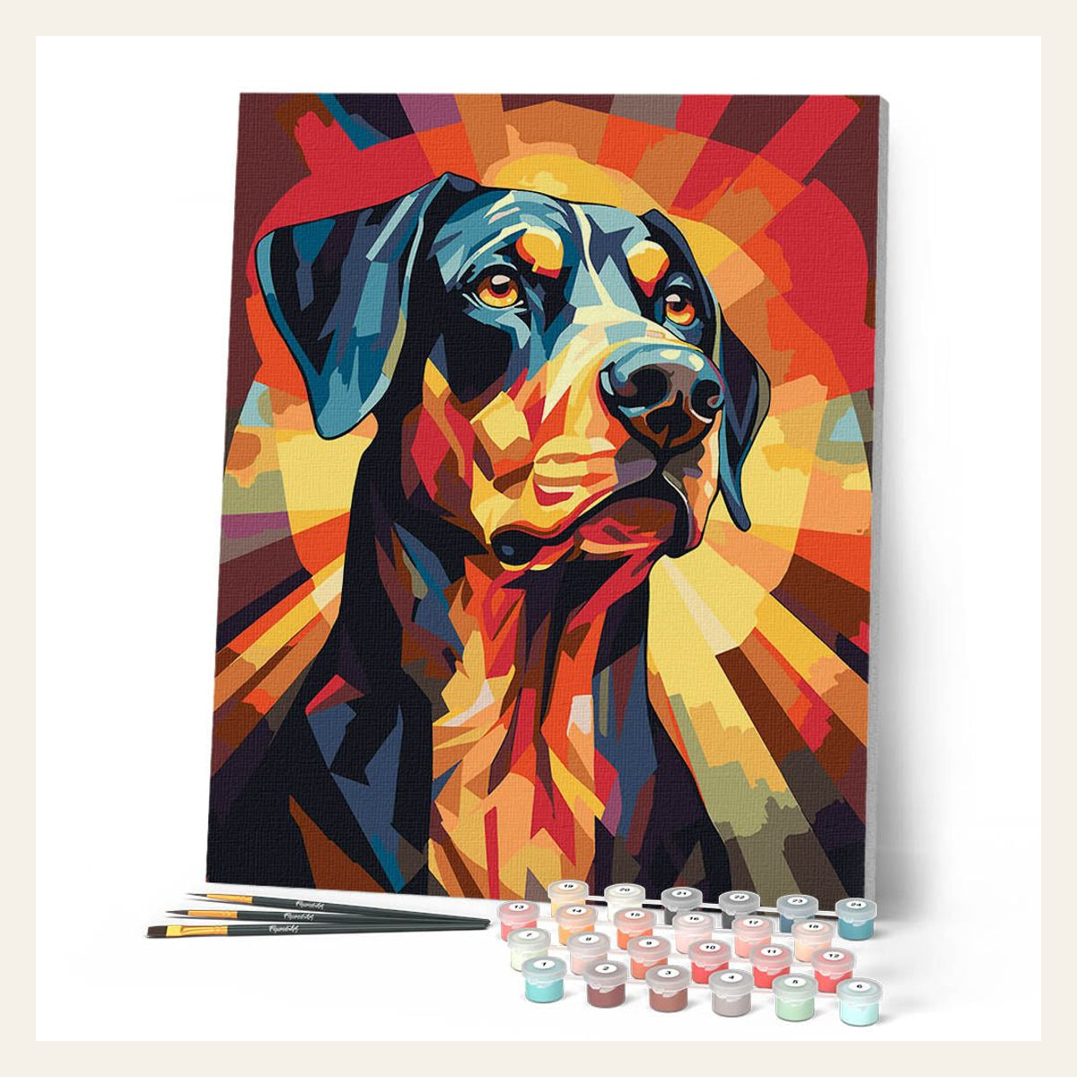 Art Deco Dog finished paint by numbers artwork