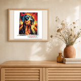 Art Deco Dog artwork displayed in a warm interior