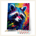 Colorful Abstract Raccoon finished paint by numbers artwork