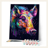 Colorful Abstract Wild Boar finished paint by numbers artwork