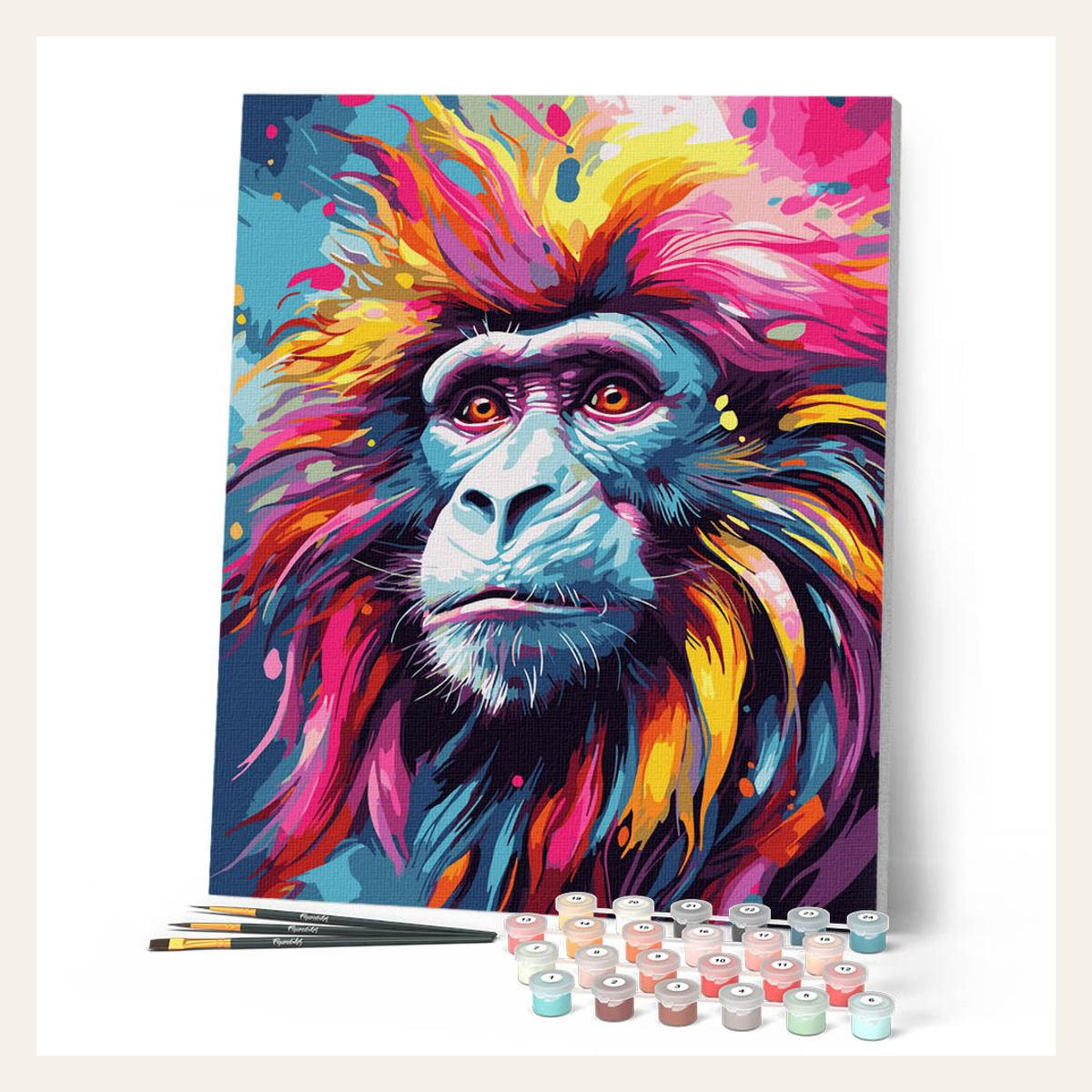 Colorful Abstract Baboon finished paint by numbers artwork
