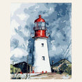 Lighthouse under a Cloudy Sky finished paint by numbers artwork