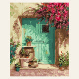 Green Door finished paint by numbers artwork