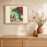 Green Door artwork displayed in a warm interior