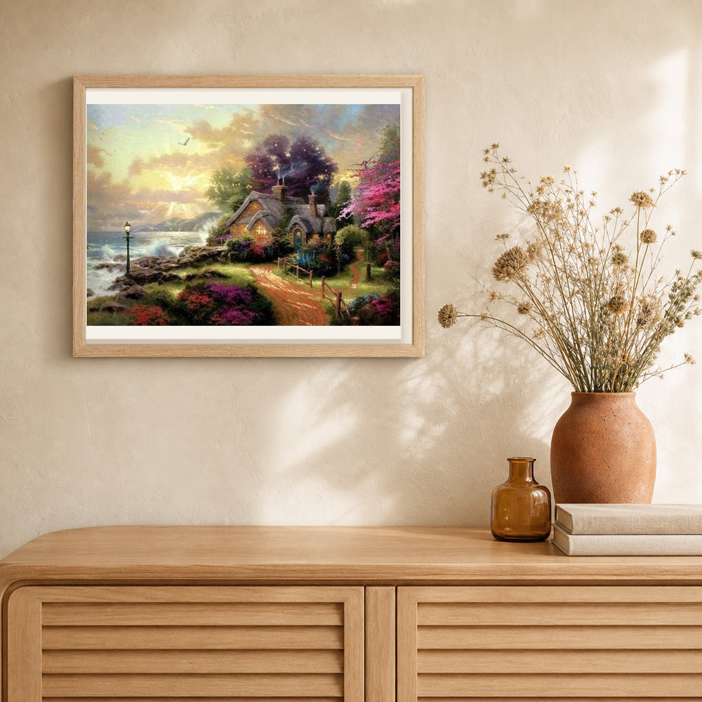 In the Kingdom of the Fairies artwork displayed in a warm interior