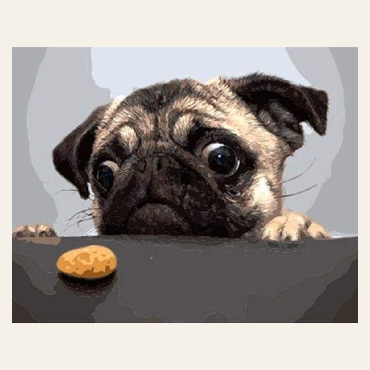 Pug Dog finished paint by numbers artwork