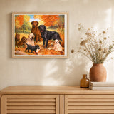 Pack of Dogs artwork displayed in a warm interior