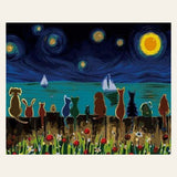 Starry Night with Animals finished paint by numbers artwork
