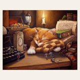 Lazy cat finished paint by numbers artwork
