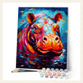 Colorful Abstract Hippo finished paint by numbers artwork