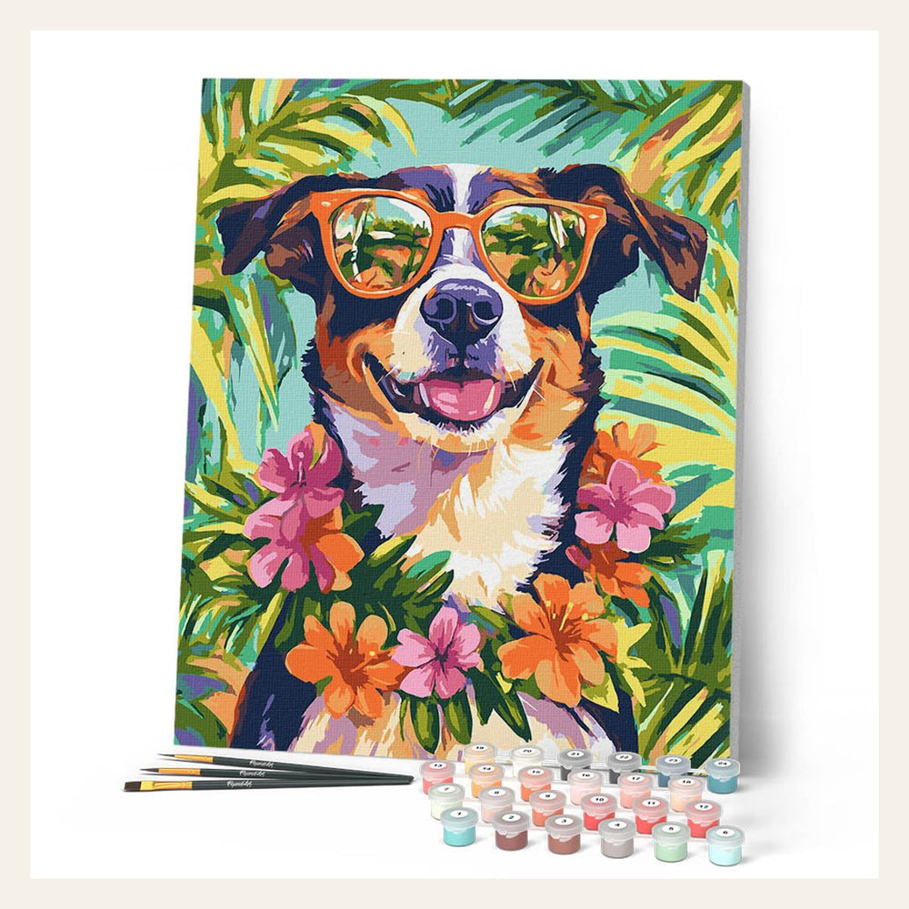 Vacation Dog finished paint by numbers artwork