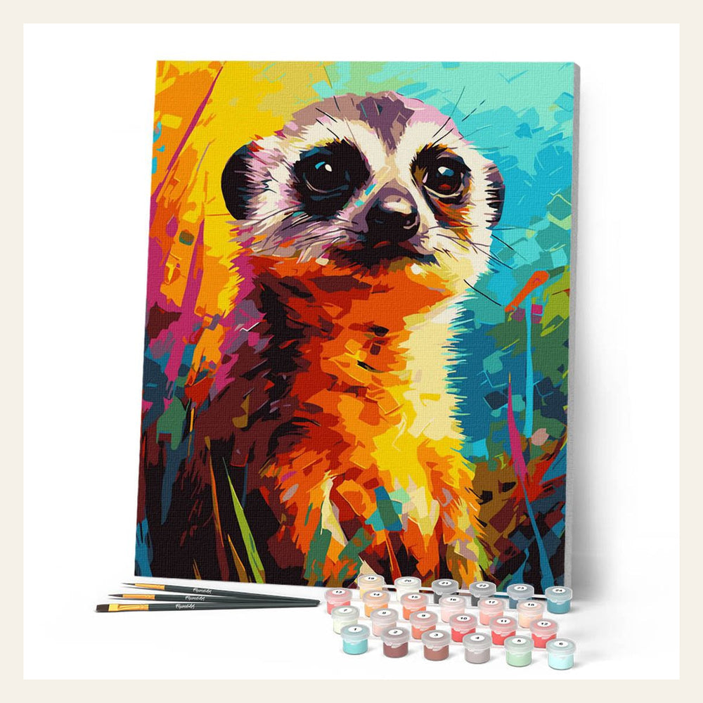 Colorful Abstract Meerkat finished paint by numbers artwork