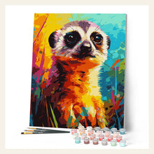 Colorful Abstract Meerkat finished paint by numbers artwork