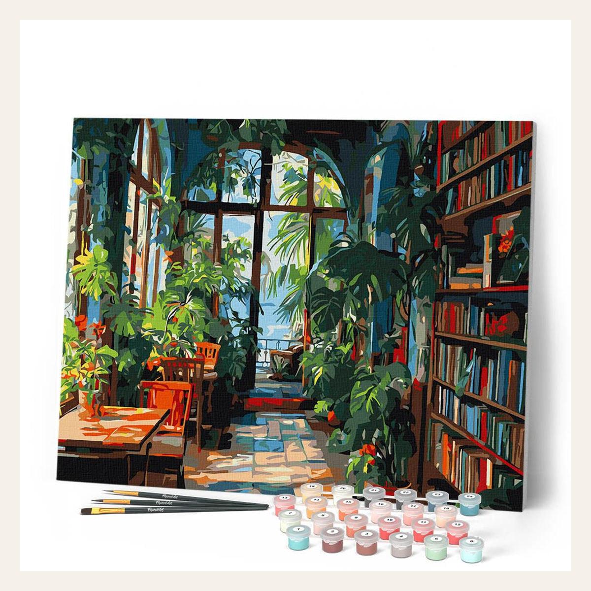 Greenhouse Library finished paint by numbers artwork