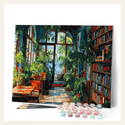 Greenhouse Library finished paint by numbers artwork