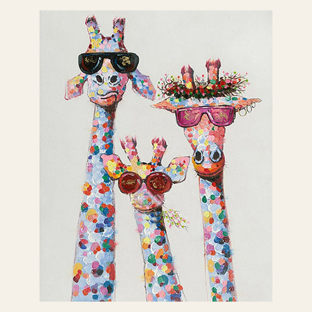 Pop Art Giraffe Family finished paint by numbers artwork