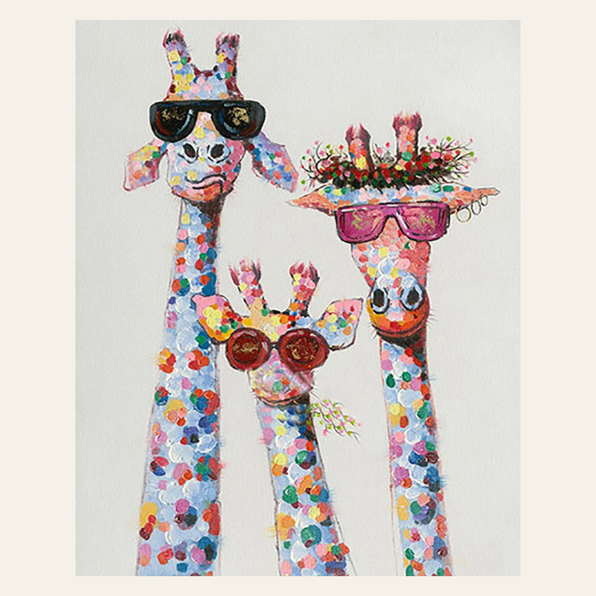 Pop Art Giraffe Family finished paint by numbers artwork