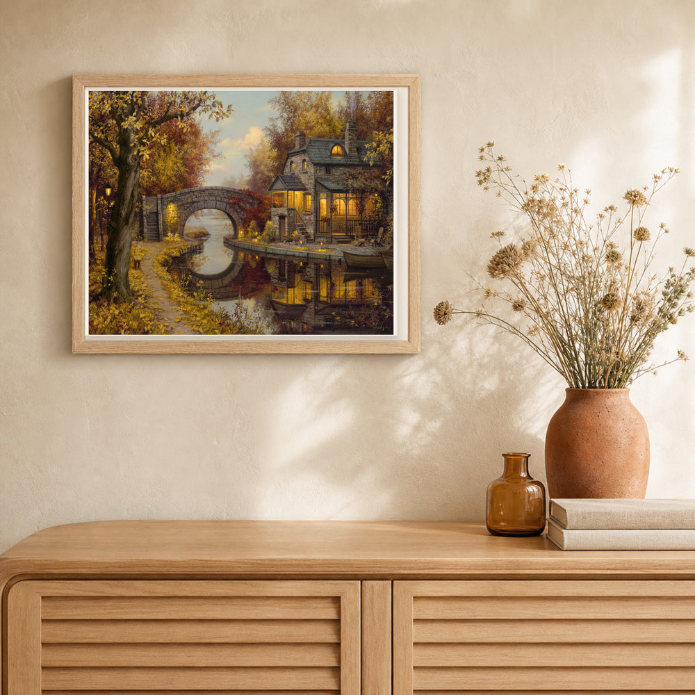 Retirement and tranquility artwork displayed in a warm interior